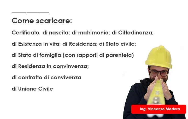 Scaricare Certificato nascita matrimonio Cittadinanza Residenza Stato civile Stato di famiglia