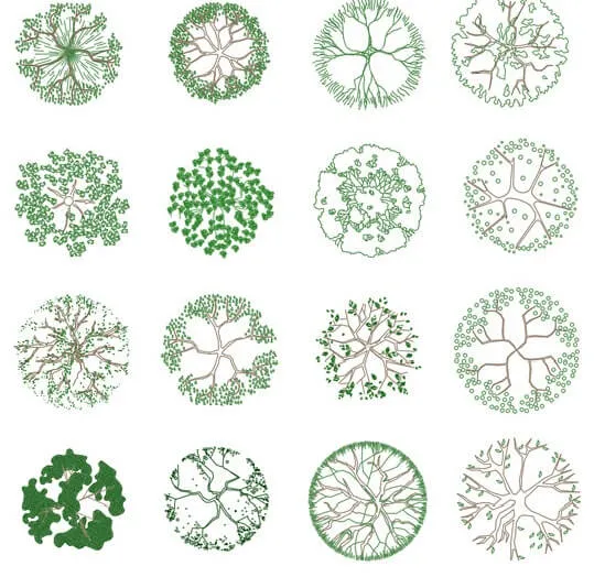 blocchi DWG alberi giardino