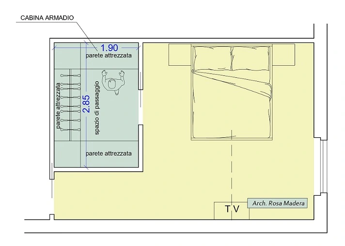 cabina armadio stanza lunga e stretta