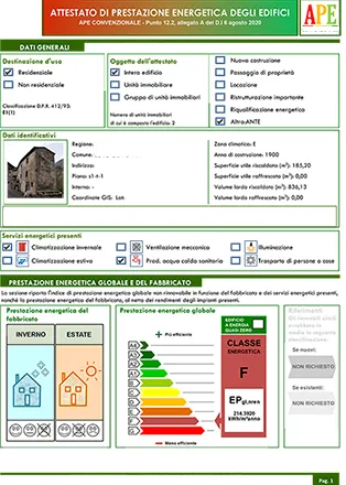 certificazione energetica esempi modello pdf ape