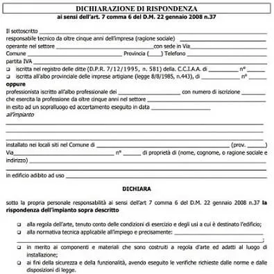 che cos e la dichiarazione di rispondenza